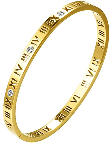 JewelryWe Schmuck Damen Armreif Edelstahl Zirkonia einfache Stil Liebe Armband 6mm breit mit Schließe Armspange Gravur