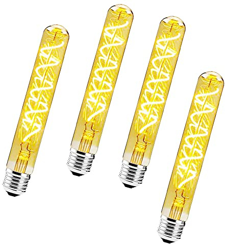 BANGSHUO 4 Stück E27 6W T30-185mm LED Edison Vintage Filament Dimmbare Röhrenlampe (60W Halogenbirne Äquivalent) E27 Retro Röhre 600LM Warmweiß 2700K Decorative Edison Lamp