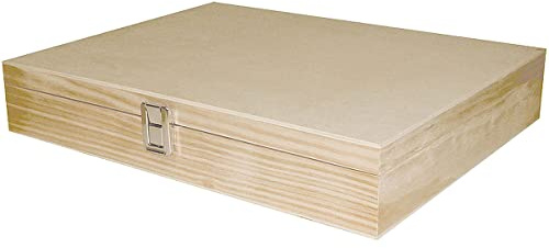 INNSPIRO Caja madera de pino macizo y chapa rectangular 32x26x8cm.