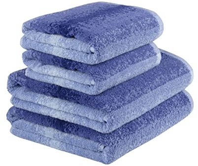 La Maison 100% Cotton 600GSM Superior Ombre Gradient Towel Bale Set Hand Towel Bath Towel 4 Piece Set Super Soft Everyday Use (Blue)