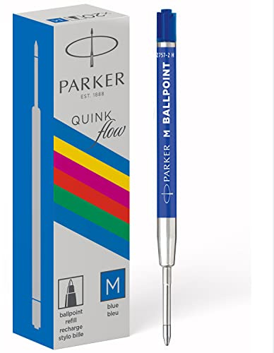 Parker Kugelschreiberminen | mittlere Schreibspitze | blaue QUINKflow Tinte | 20 Ersatzminen für Kugelschreiber