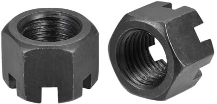 sourcing map Sechskantmuttern Sechskant Schlitzmutter aus Kohlenstoffstahl Zubehör 2 Stück M22 x 2,5 mm