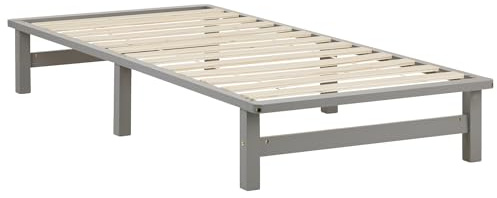 Homestyle4u Lit en palette 90x200 cm Gris
