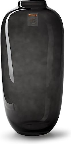 Bloomique - Blumenvase Magret - Rauchschwarz - Glas - Große Vase für Blumen und Pampasgras - H40x Ø19cm