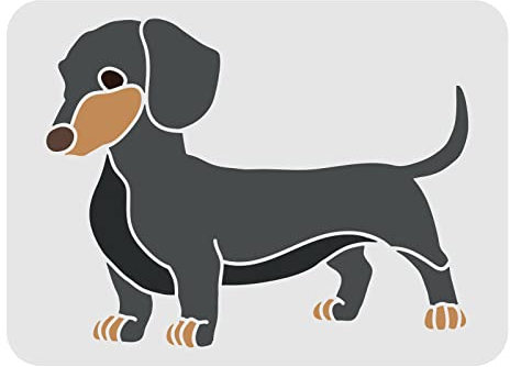FINGERINSPIRE Dackel Schablone 29,7x21cm Wiederverwendbare Haustier Hunde Zeichnungsschablone Tierschablonen DIY Vorlage Niedliche Dackel Hunde Stencil Schablonen zum Malen Heimdekoration