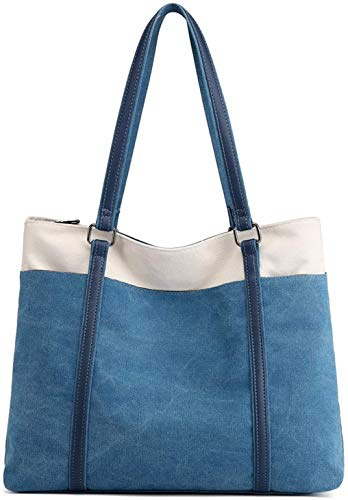 zhongningyifeng Tragetasche für Damen, große Segeltuch-Schultertasche für Reisen, Arbeit, Handtasche, mehrere Taschen