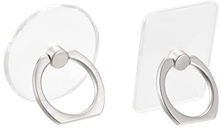 sourcing map Transparent Phone Ring Holders, Clear Finger Grip Stand for Phone, Case, Tablet, Set of 2 Shapes(Rectangle x 2, Round x 2)