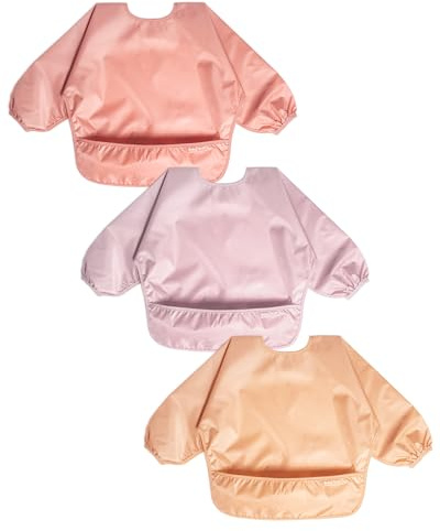 Zoosa Baby Long Sleeve Waterproof Bibs for Baby Boy Girl,Baby Led Weaning Smock Outfit for Toddler 6 Months-2 Years,Machine Washable