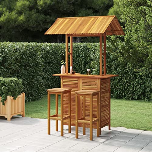 ZHOUMIN Juego Muebles de Bar de jardín 3 Piezas, Muebles Jardin Exterior, Muebles De Terraza, Set Muebles Jardin, Conjunto Jardin Exterior, Conjunto Terraza, Madera Maciza de Acacia