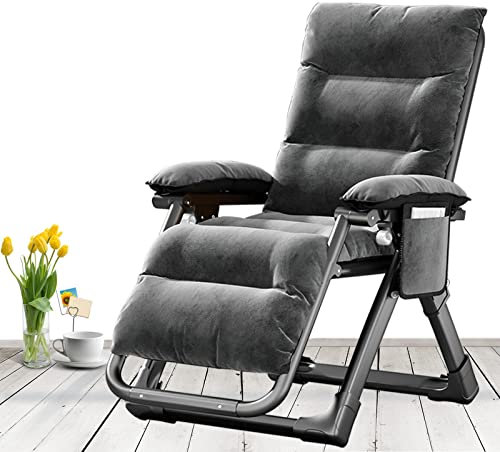 Sonnenliege, Klappbarer Liegestuhl, Gartenliege Mit Getränkehalter Und Kopfstütze, Relaxliege Ergonomisch Für Garten Pool Terrasse, Strandliege Bis 140 Kg ( Color : Lounge Chair with Black Mat )