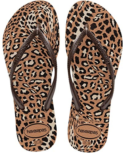 Havaianas Slim Animals, Infradito Donna, Caffè Oro Rosa, 33/34 EU