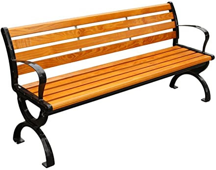Grand patio Gartenbank Außenbank 1.2 / 1,5 / 1,8m Gartenbank mit Rückenlehne und U-förmigen Beinen Freizeit Freizeit Holzbank mit Metallrahmen, einfach zu montieren für Garten Park Balkon ( Size : 150