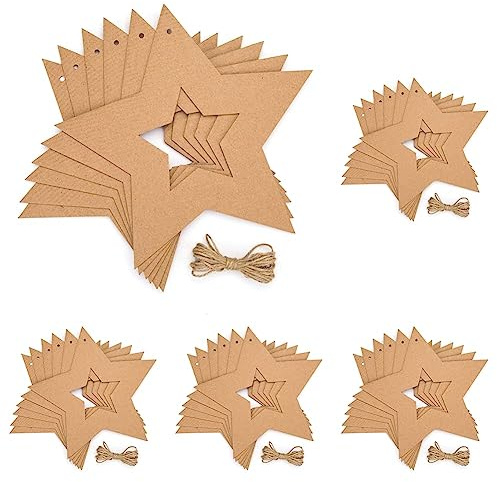 Baker Ross AV836 Hängende Sternenkränze, kreative Weihnachtskunst und Bastelbedarf für Kinder zum Personalisieren und Dekorieren, 10 Stück, Braun (Packung mit 5)