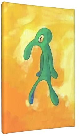 Gebiorty Thaddäus Gemälde Leinwand Bilder für Schlafzimmer - Lustige Squidward Painting mit Rahmen - Hauch von Tüll Bild - Tadeus Tentakel - Wasserfest - Tolles Geschenk - 20x30cm