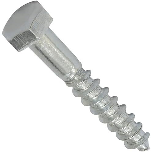 AERZETIX - C69893 - Juego de 10 - Tornillos para madera/tirafondos M5x30mm - con cabeza hexagonal 6 lados - DIN571 - en acero galvanizado - montaje fijación marco de madera contrachapado aglomerado