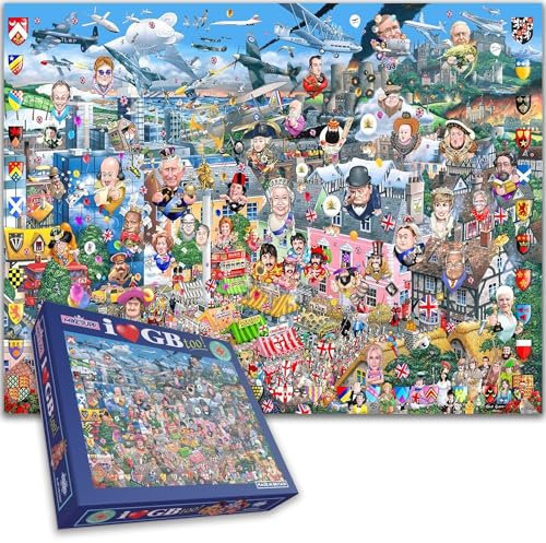 1000 Piece Jigsaw Puzzle I Love GB Too! – Mike Jupp’s Hilarious Great Britain Jigsaw Puzzle - Exclusive Release | Showcasing British Icons, Folklore & History – Perfect for Puzzle Enthusiasts