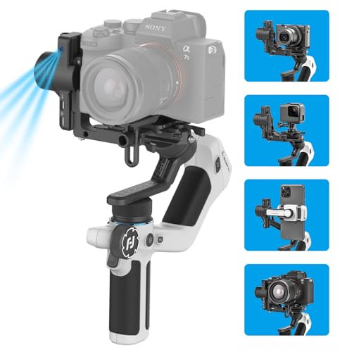 FeiyuTech SCORP Mini 2 [Ufficiale] Gimbal Fotocamera 3 assi, All-in-1 per fotocamere Mirrorless/GoPro/Smartphone, Gimbal portatile a 3 assi con tracciamento AI, Touch Screen e Maniglia integrata
