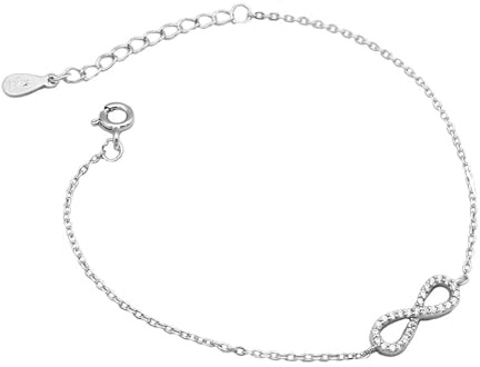 Hmzidz 925 Sterlingsilber Infinity Armbänder Damen,Diamant Armband Silber,unendlichkeitszeichen Armband Anhänger für Frauen Mädchen,Charm Bettelarmband für Freundin(15.5cm+3cm)