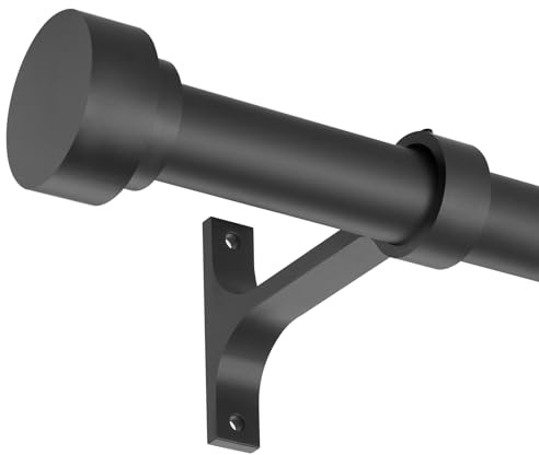 Gardinenstangen, 40,6–142,2 cm, Durchmesser 2,5 cm, Spleiß- und Teleskopstruktur, Fensterbehandlungsstangen-Set, verstellbare Gardinenstangen, robuste Stange, Mattschwarz
