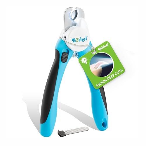 Boshel LED Large Dog Nail Clippers with Quick Sensor, Light, and Safety Guard, Pet's Sharp Toenail Cutter and File