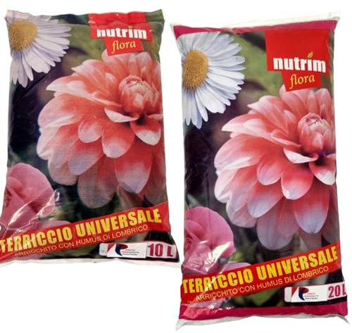 PINTO FERAMENTA Terriccio Universale con Humus di Lombrico Concime 100% Biologico Fertilizzante Naturale e Organico Per Piante Fiori Orto Prati e Giardino Torba Terrario in Sacchi (10 LITRI)