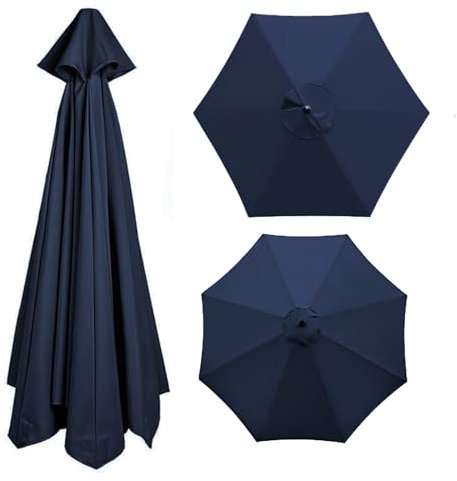 Sonnenschirm Ersatzbezug Bespannung Mit Schirmbelüftung 200cm 270cm 300cm 6 Streben/8 Streben, Anti-Ultraviolett Gartenschirm Ersatzabdeckung, Für Hof, Garten, Strand, Pool(Navy blue,6 ribs-2m(6.5ft))
