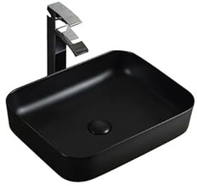 Waschtisch Waschbecken Badezimmer-Waschbecken, Waschbecken, Kunstwaschbecken, schwarze Keramik, quadratisch, abgerundete Eckwaschbecken, schlichtes, modisches Waschtisch-Waschbecken Waschbecken im Bad
