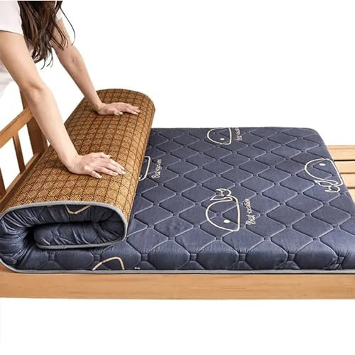 Dremdo Japanische Futon Faltbare Matratze, Roll Up Matratze Tatami Matte, Klappbett Pad Für Home Camping Couch, rutschfest Und Atmungsaktiv, Für Home Dormitory,Blau,150x200cm