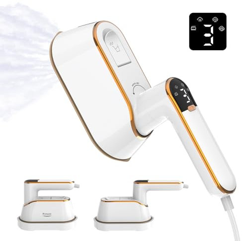 Kssvzz 2 in 1 Reisebügeleisen mit LCD-Display, 4 Modi 1200W Steamer Dampfglätter, 180° faltbar Dampfbügeleisen, Reise Bügeleisen Dampf Klein, Mini Bügeleisen für Zuhause, College, Reisen (weiß)