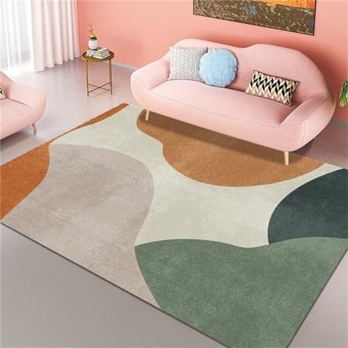 RUGMRZ Antirutsch TeppichBüro Bodenmatte Teppich dünn 200x300CM orange FarbeGrüner, moderner, waschbarer mit einfachem Farbblockmuster