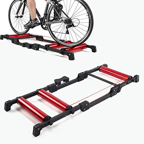 WJFLUCK Bike Roller Faltbarer Indoor Cycling Fahrrad Scooter Trainer, MTB Rennrad Trainingsstation, Geeignet für 24-29 Zoll Mountainbike / 700C Rennrad