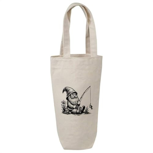 Azeeda 'Garden Gnome with Fishing Rod' Cotton Wine Bottle Gift/Travel Bag (BL00036078)
