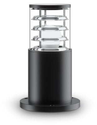 Licht-Erlebnisse Sockellampe außen H: 25 cm klein blendarm IP54 Schwarz Aluminium E27 Wegeleuchte außen Pollerleuchte Garten Lampe Outdoor