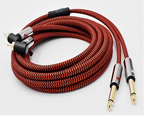 Cavo audio doppio da 6,35 mm a doppio RCA compatibile con amplificatore console mixer 2 * RCA a cavo di schermatura jack da 2 * 1/4 di pollice 1 M 2 M 3 M 5 M 8 M 10 M(L RCA -I TS,15meter)