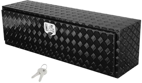 VEVOR Underbody Truck Box, 60 x 17 x 18 Pickup Storage Box, Heavy Duty Aluminum Diamond Plate Tool Box with Lock and Keys, Waterproof Trailer Storage Box with T-Handle Latch for Truck, Van, Trailer