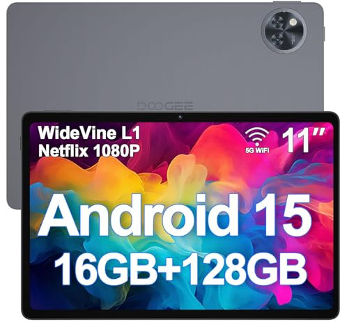 DOOGEE U11 Android 15 Tablets, 11 Inch Tablet, 16GB+128GB/2TB, 8580mAh, 90 Hz Screen Gaming Tablet, Octa Core Android Tablets, 5G WiFi/Widevine L1/ Face Unlocking/ 13MP+5MP/ OTG/GPS - Gray