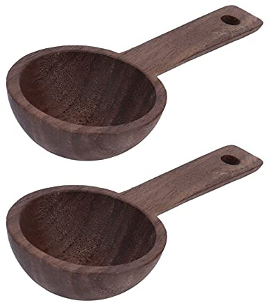 Qukaim Walnuss Teelöffel Holz Kaffeeschaufel 2er Pack Walnuss Messlöffel Kaffee Zubehör für Tee, Zucker, Mehl, Gewürze, 15 cm lang, Küchenhelfer