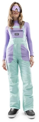 SIROKO Snowboard-Latzhose für Damen Ski und Schnee, Grün/rosa, 36