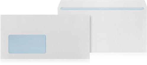 LOGIC PACK 100 Briefumschläge DIN Lang Weiß, haftklebend, mit Fenster | Diskreter Versand, blickdichter Innendruck, Starker Verschluss, stark haftklebend, ideal für Dokumente, Rechnungen, Briefe
