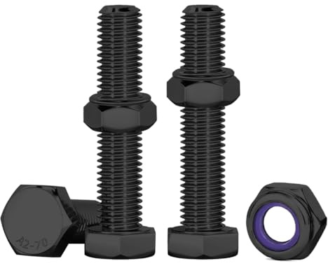 Drenky Set Di Viti con Dadi Autobloccanti M6 X 35 mm Bulloni e Dadi M6 10 Pezzi Esagonale Bulloni E Dadi Set Nero Acciaio Inox A2 V2A Set Di Viti Esagonali Per Macchinari, Biciclette, Stampa 3D