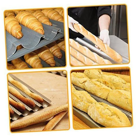 Cabilock 2 Stück Antihaft Brotpfannen aus Gewelltes Backblech mit 4 Schlitzen Backform für Zuhause und Restaurant Gleichmäßige Wärmeverteilung