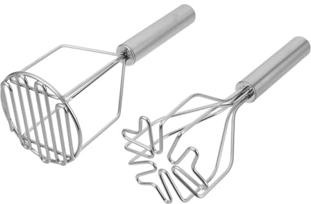 Hoement Presse-purée Manuel En Inox 2 Pièces Presse-purée Pour Pommes De Terre Et Légumes Outil Cuisine Portable Pour Aliments Pour Bébés Facile à Nettoyer Solide