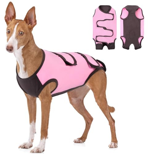 ASENKU Hundebody Nach Op, Hundebody Nach Kastration Hündin Rüde, Hundepyjama für Kleine, Mittlere und Große Hunde,Erholungsanzug nach Operation, Anti-Lecken, Wundschutz, Kegel-Alternative, Rosa, L