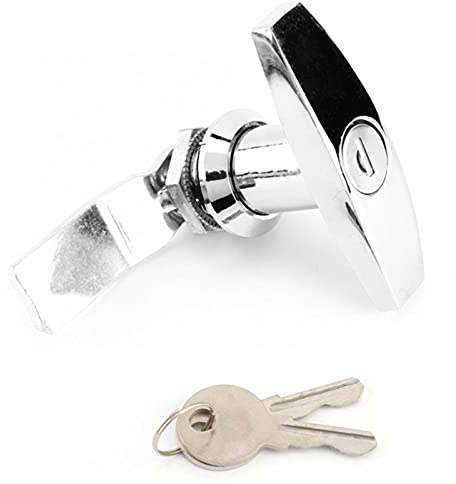 Rear fixing t maniglia serratura in lega di zinco box tool box garage serratura con tasti chiuso industriale serratura per rimorchio rotaia(Chrome)