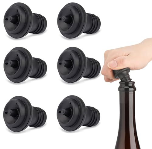 6 tapones de vino al vacío, tapón de bomba de vacío, sellador de botellas reutilizable que mantiene el vino fresco, ahorro de vacío para preservar el sabor del vino