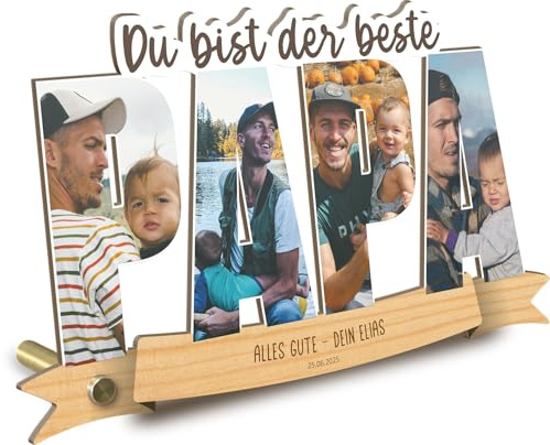 Papa Geschenk personalisiert - Foto Holzbild opt. mit Sockel - Geschenk für Vater, Bester Dad, Bester Vater Geschenke, Geburtstagsgeschenk, Vatertag, Vatertagsgeschenk, Dad Gift, Geschenke Papa