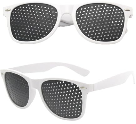 2 Stück Lochbrille für Augentraining Original,Rasterbrille Augentraining mit Pinhole Technologie,Schwarze Gitterbrille zur Augenentspannung und Sehverbesserung,Faltbare Bügel für Komfortables Training