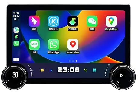 AudioTune Autoradio 10.1 Android 13-2 DIN Touchscreen QLED HD 1280x800, CarPlay Android Auto Wireless, WiFi 6, Bluetooth 5.4, GPS, FM/AM (RA-302)
