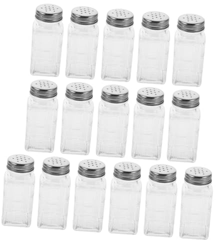 Zerodeko 16 Piezas Frascos de Vidrio para Especias Botellas Transparentes Recargables para Sal Pimienta y Condimentos Organizador Cuadrado Estable para Cocina