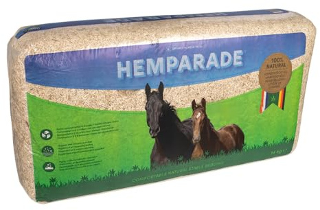 Hemparade HempFlax, 14 kg - Einstreu für Pferde und Kleintiere, Natürliches Hanf-Einstreu und Nistmaterial